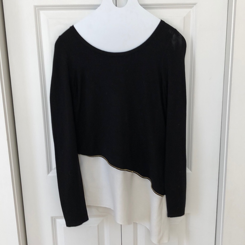 INC Asymmetric Hem Tunic with Gold Zipper Detail